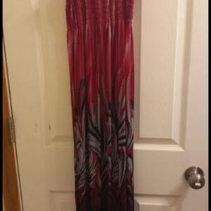 Source Unknown Red and Black Strapless Sundress
